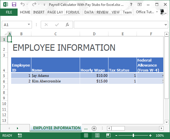 payroll calculator with pay stubs for excel fppt free hourly payroll calculator