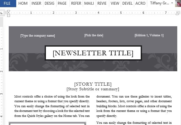 black tie newsletter design