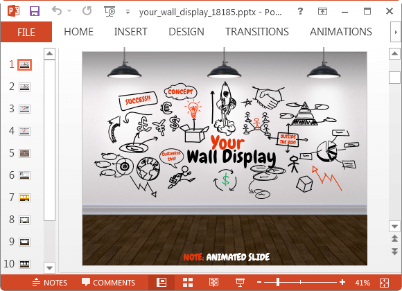 your wall display animated powerpoint template po templates