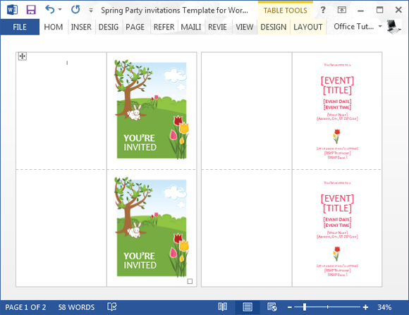 Spring Party Invitation Template For Microsoft Word Fppt Spring Party Invitation Template For Microsoft Word