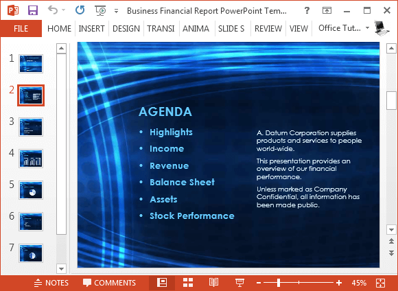Free Business Financial Report PowerPoint Template