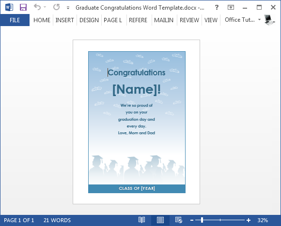 free graduation congratulations card template for word fppt