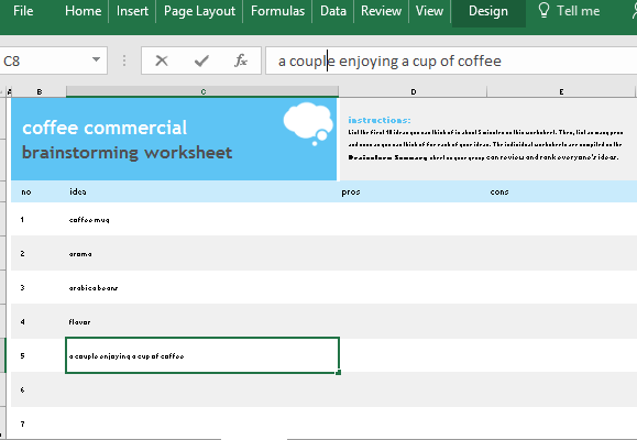 brainstorming collaboration template for excel online premade excel templates