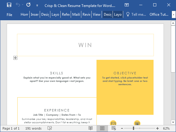 crisp clean resume template for word
