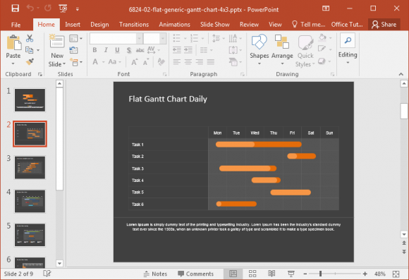 editable gantt chart template for powerpoint fppt