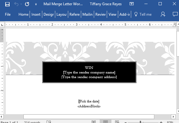<strong>Create a Mail Merge Template</strong> - Vertafore Word mail merge template