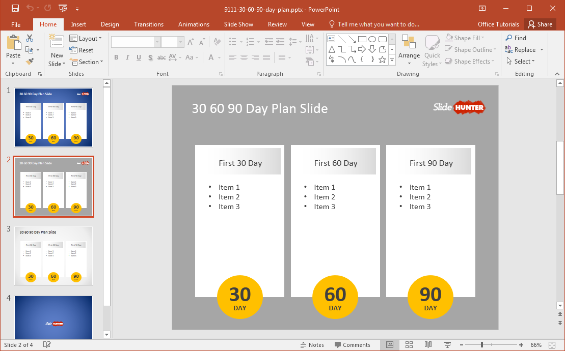 Free 30 60 90 Day Plan PowerPoint Template