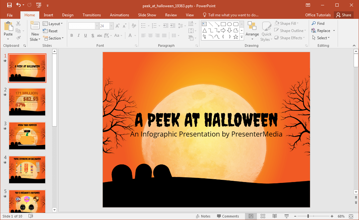 Animated Peek At Halloween PowerPoint Template Animated Peek At Halloween PowerPoint Template