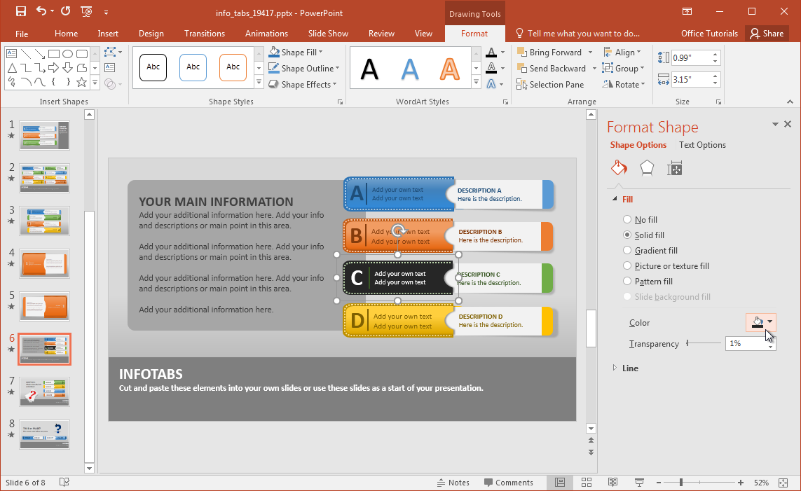 Create Animated Infographics With Info Tabs PowerPoint Template