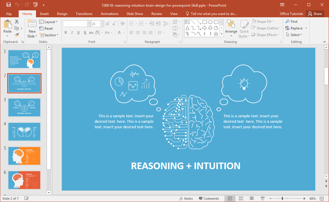 Шаблон для презентации powerpoint мозг