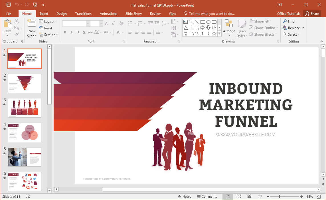 animated flat sales funnel powerpoint template