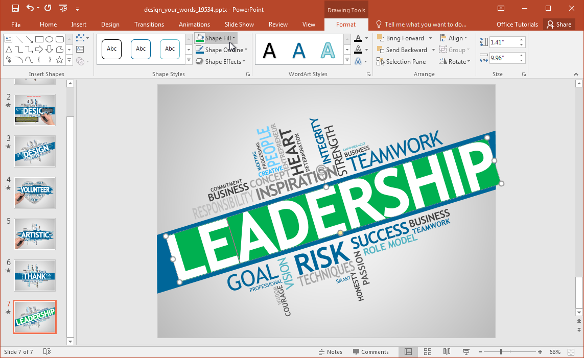 words in powerpoint presentation