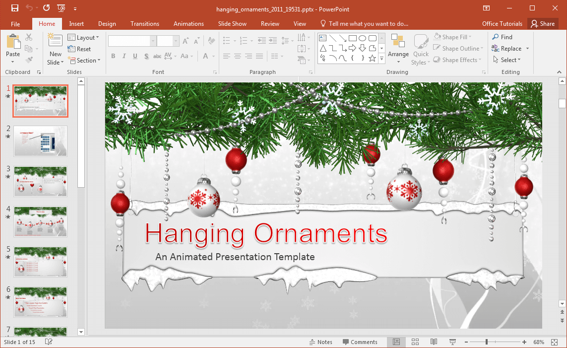 Animated Hanging Ornaments PowerPoint Template Animated Hanging Ornaments PowerPoint Template