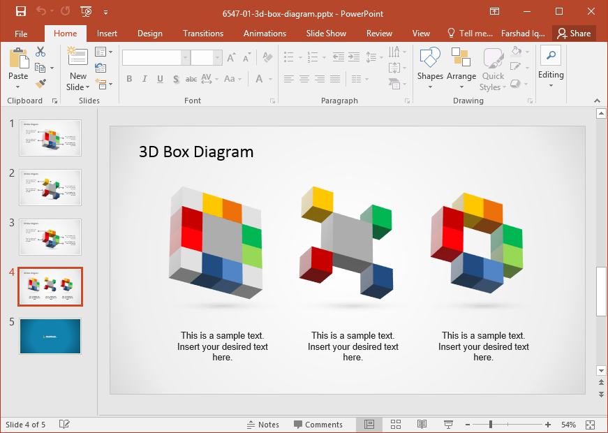 3d box diagram template