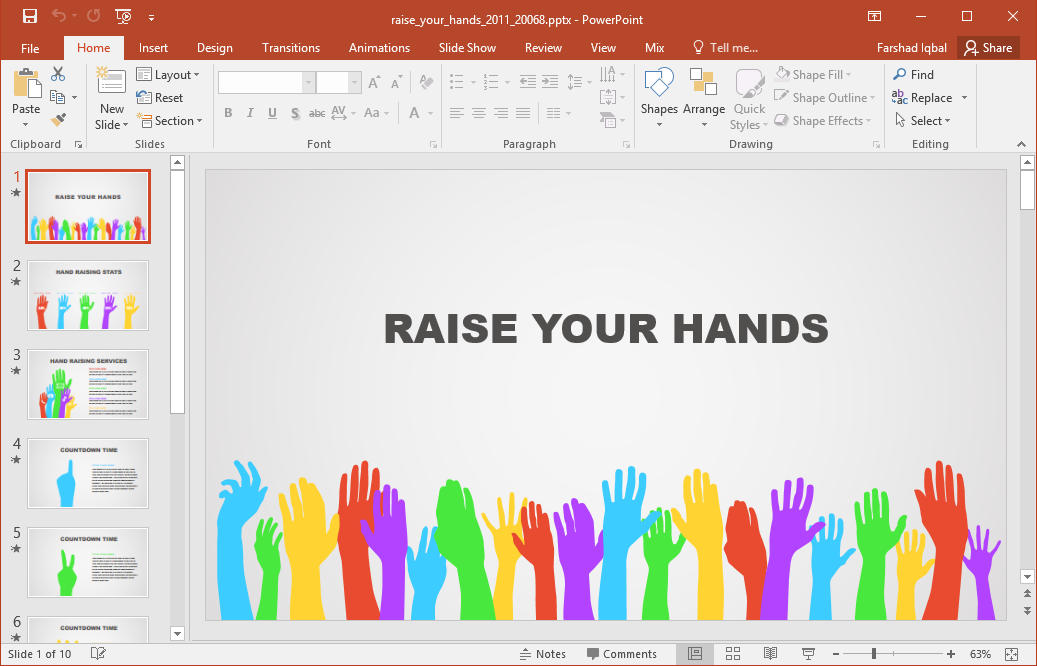 animated raise your hands powerpoint template