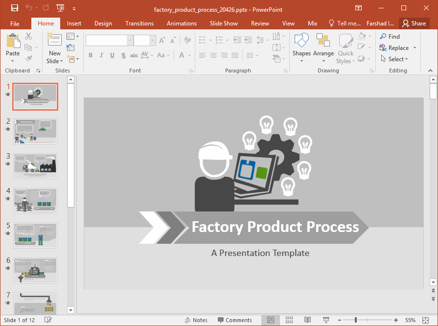 animated factory product process powerpoint template