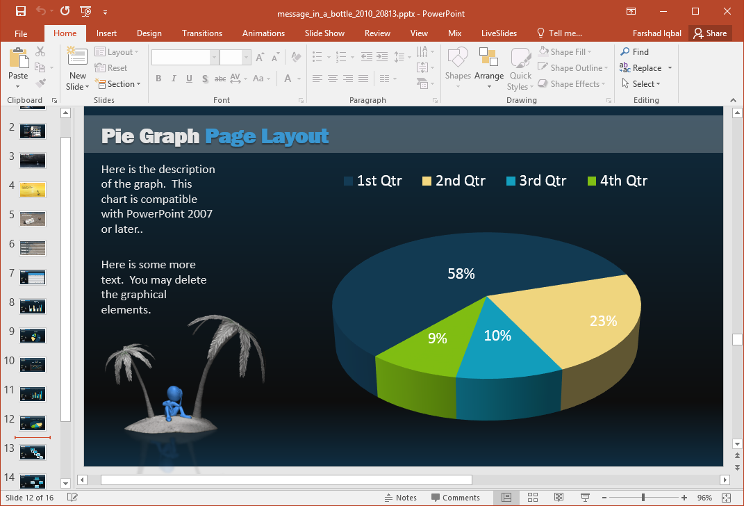 animated message in a bottle powerpoint template