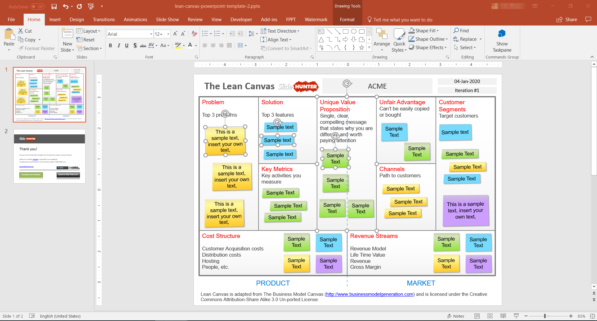 Free lean canvas powerpoint template FPPT
