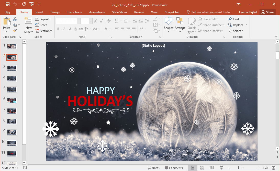 animated winter and holiday season powerpoint template