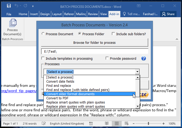 Batch convert doc to docx freeware