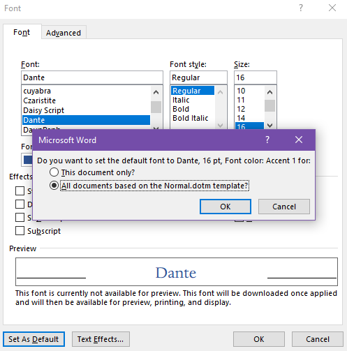 apply settings to all documents based on normal template fppt where is normal dotm