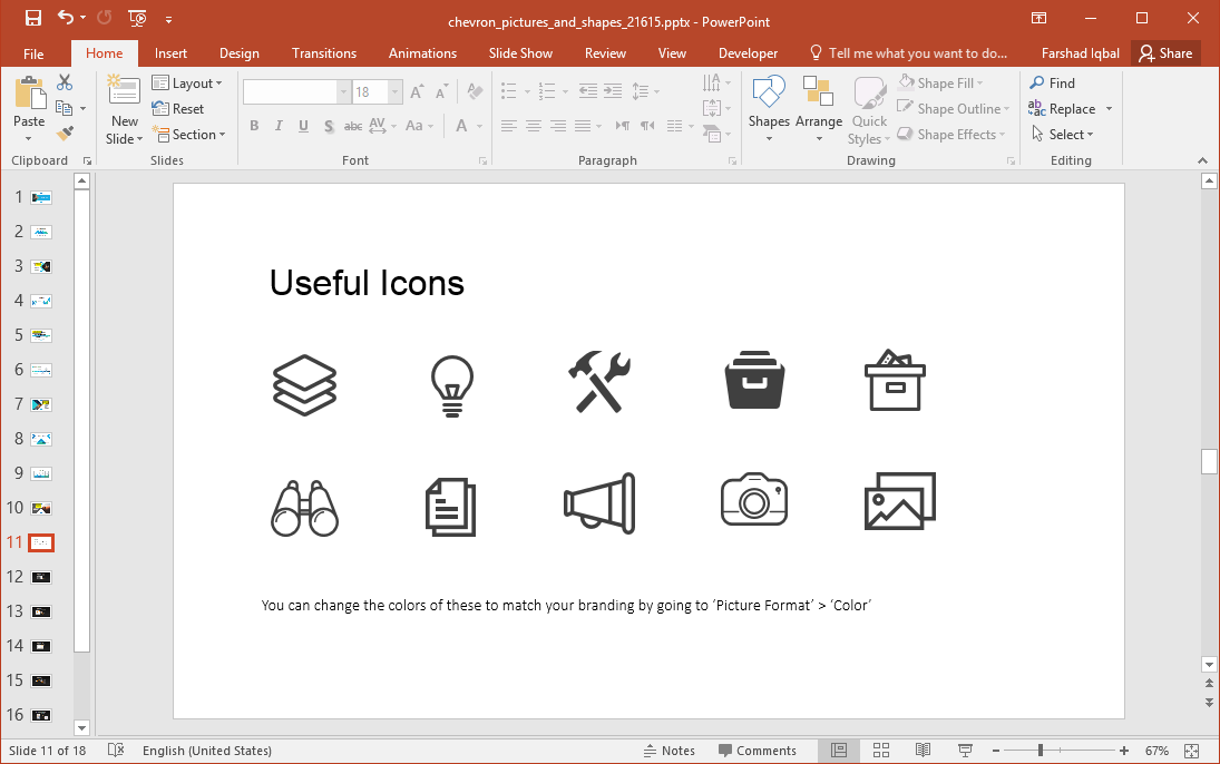 chevron template icons fppt