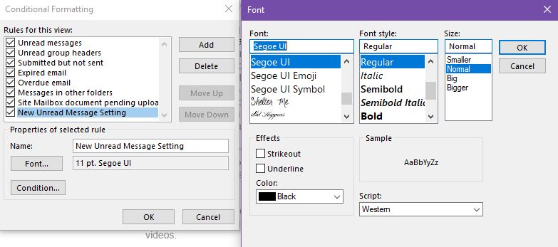 outlook 2016 for mac change unread email font color outlook 2016 for mac change unread email font color