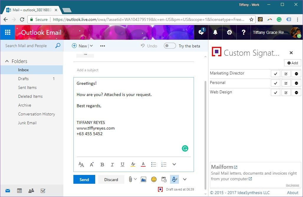 how to add image to signature outlook email app