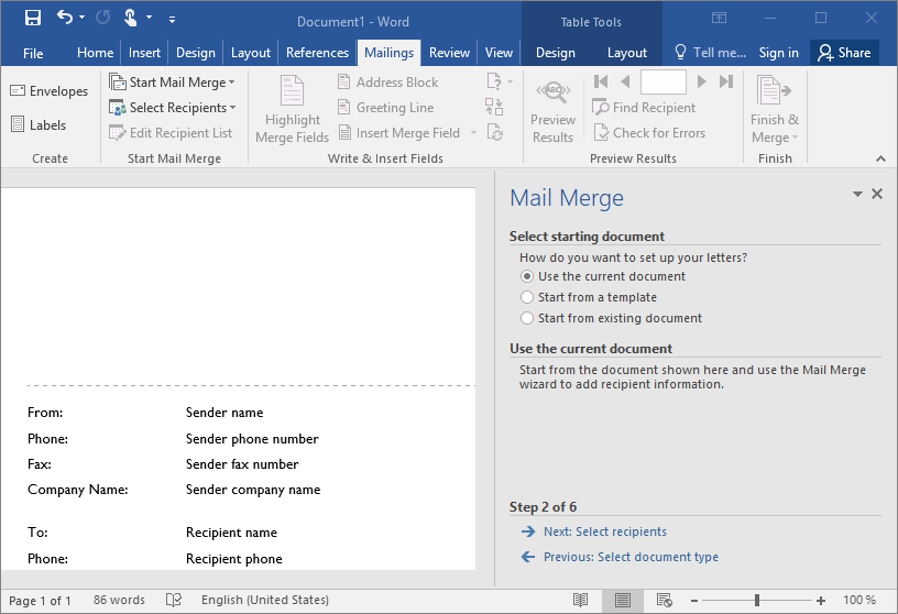open mail merge fppt
