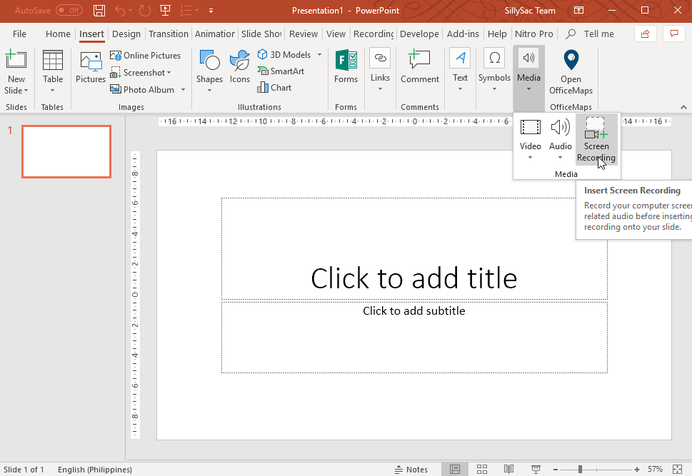 how to screen record presentation on powerpoint