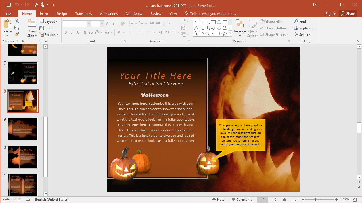 animated black cat halloween powerpoint template powerpoint halloween theme