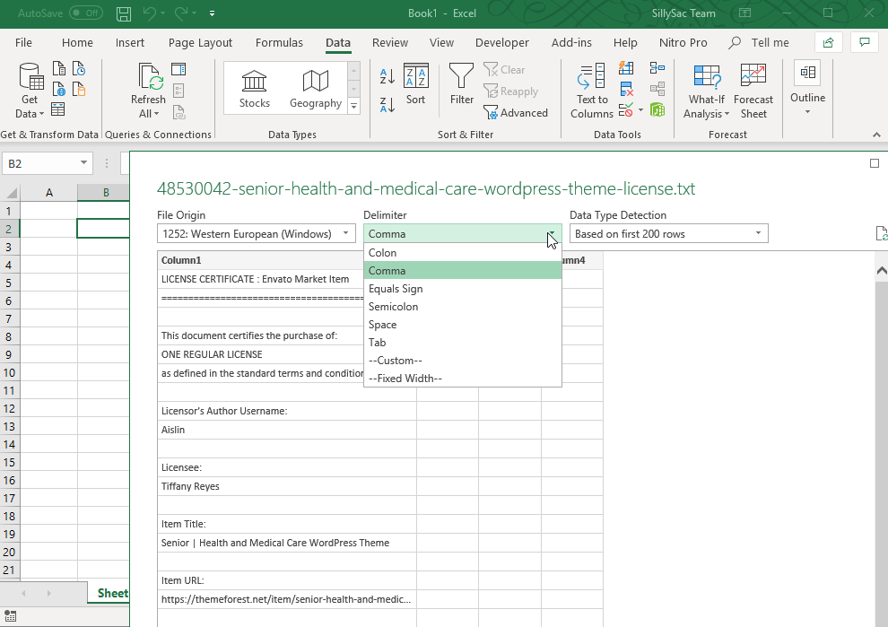 How to Embed a Text File in Excel