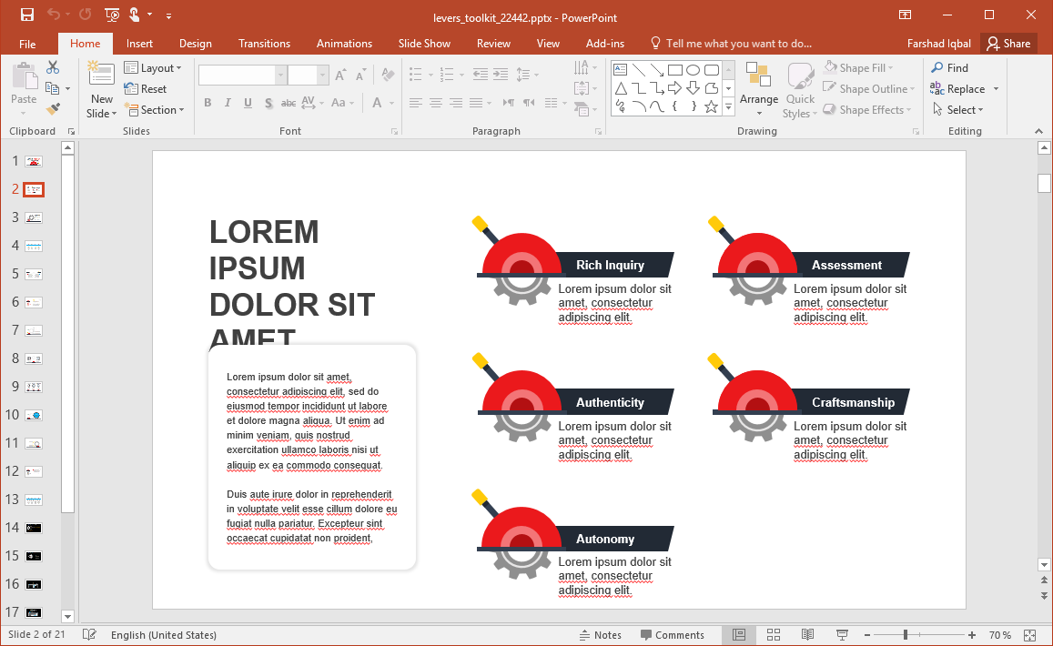 Animated Levers PowerPoint Template