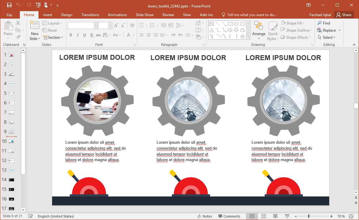 Animated Levers PowerPoint Template
