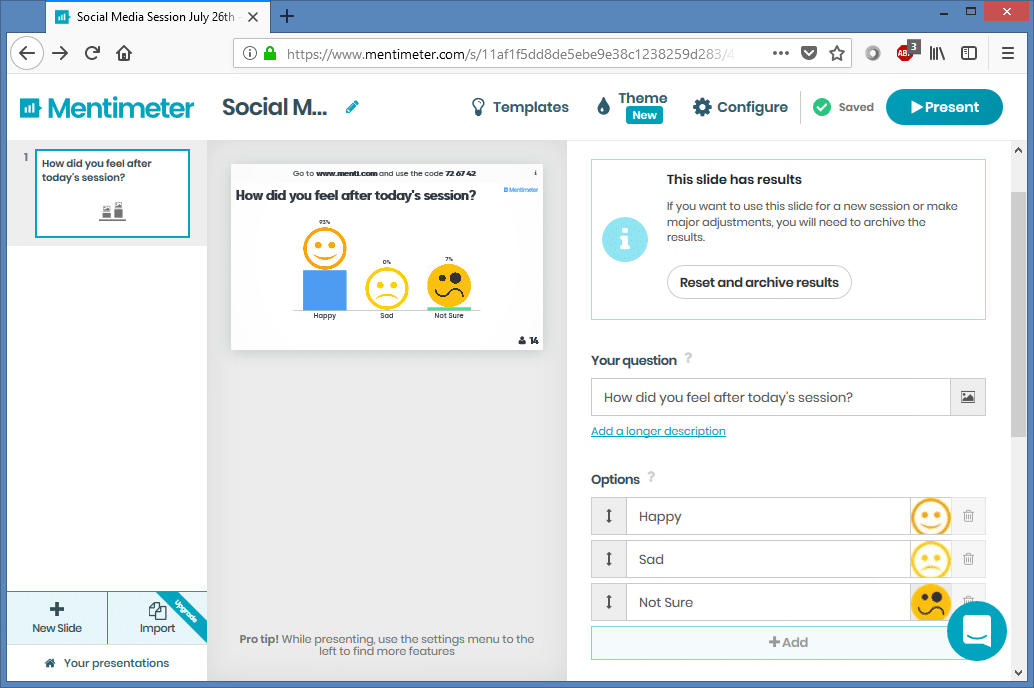 Example of Mentimeter Web App