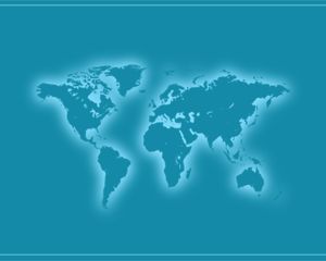 Global Business Power Point Template with an illustration of the 7 continents map