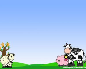 Farmer Powerpoint Template with Cow illustration