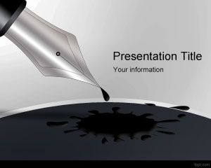 Black Ink Pen PowerPoint Template PPT Template