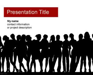 Free Lady Night PowerPoint Template with Human Silhouettes in the slide design