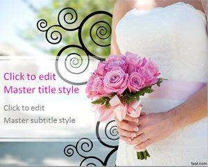 Free Wedding PPT Template & Presentation Background with Pink Rose Flower